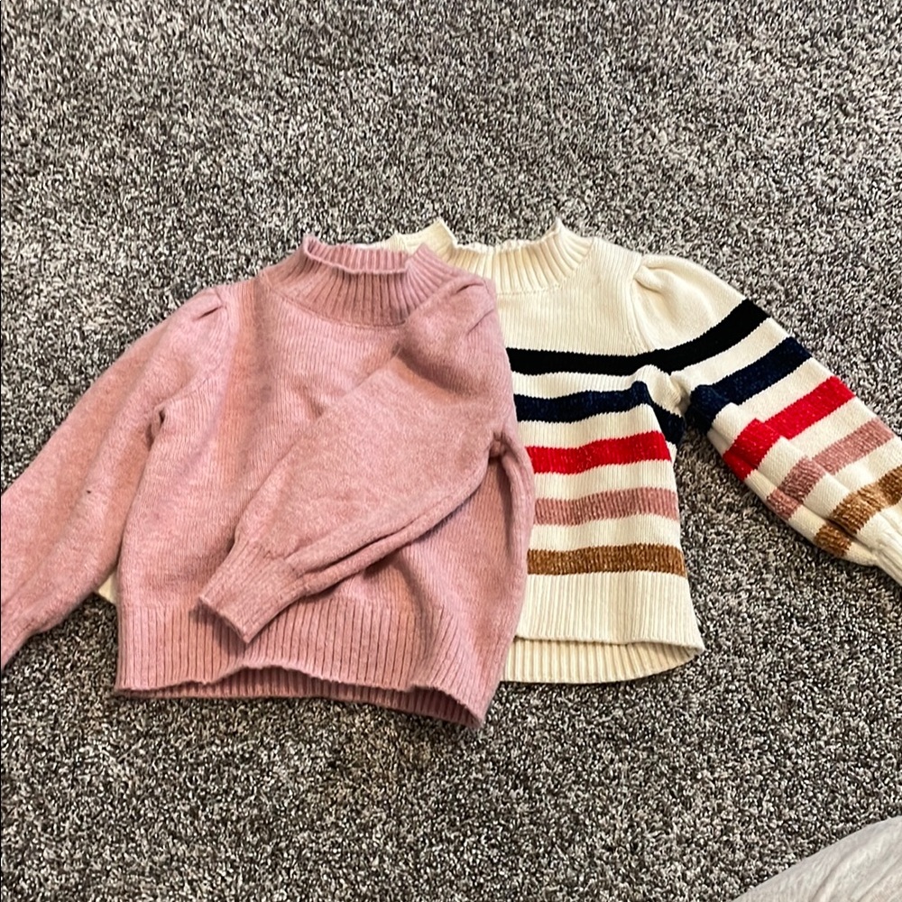 GAP Pink and Cream Sweaters Cozy Knit and Striped
